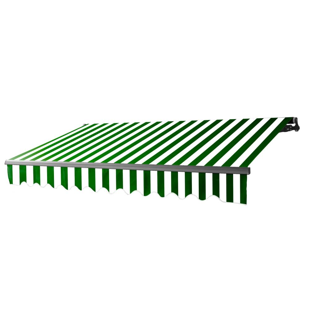 Black Frame Motorized Retractable Patio Canopy Awning 13'x10' Green/White O82645