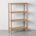 Tall 4-Shelf Wood & Cane Bookcase S77545