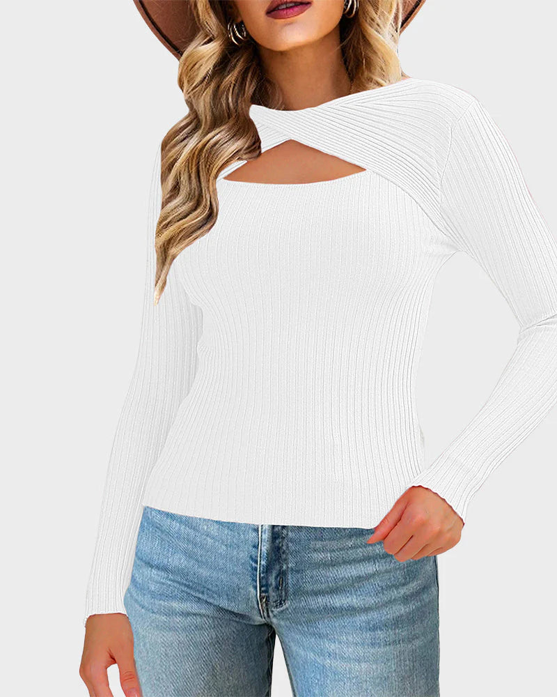 Cutout Knit Sweater T721