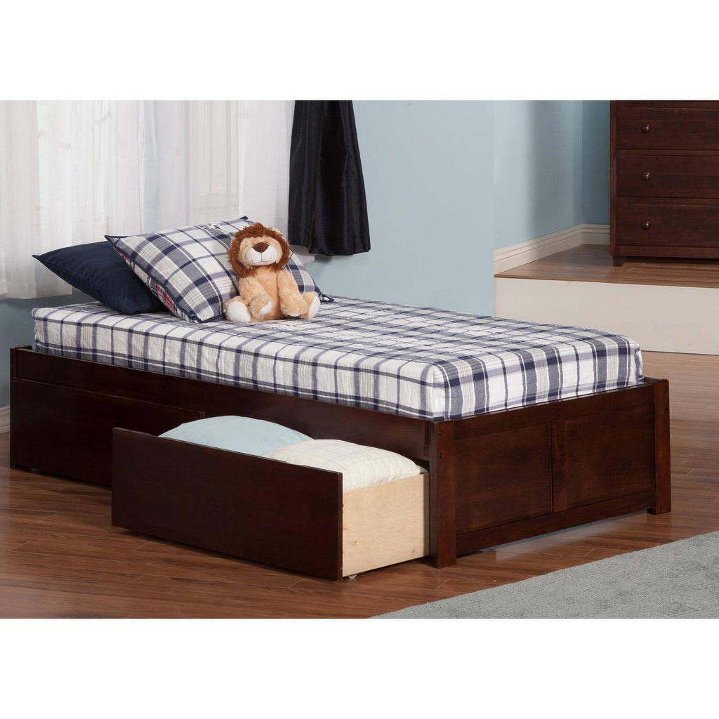 King Antique Walnut Bed Foot Board with Drawers W40281