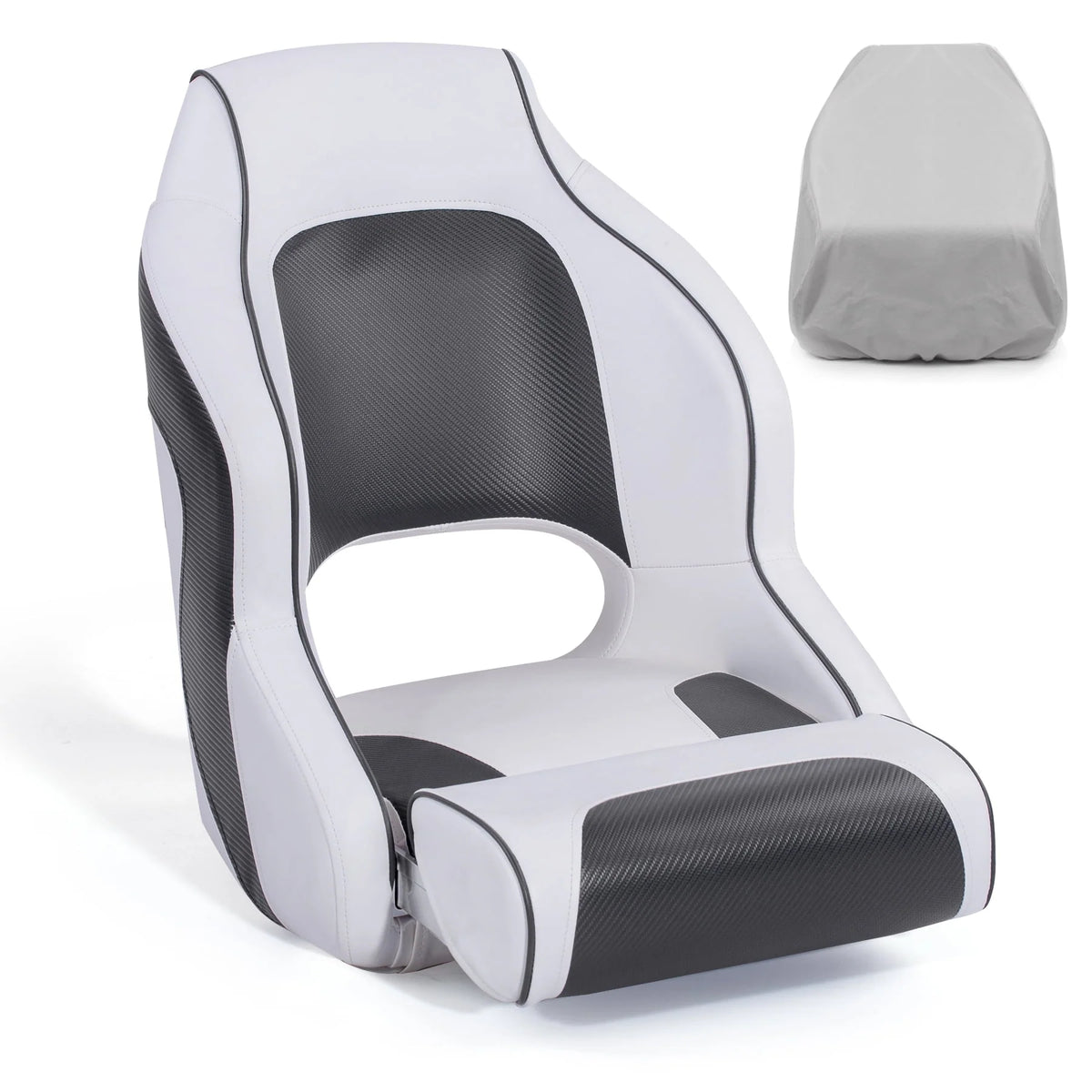 Charcoal Black Flip Up Boat Seat with Cover Q27085