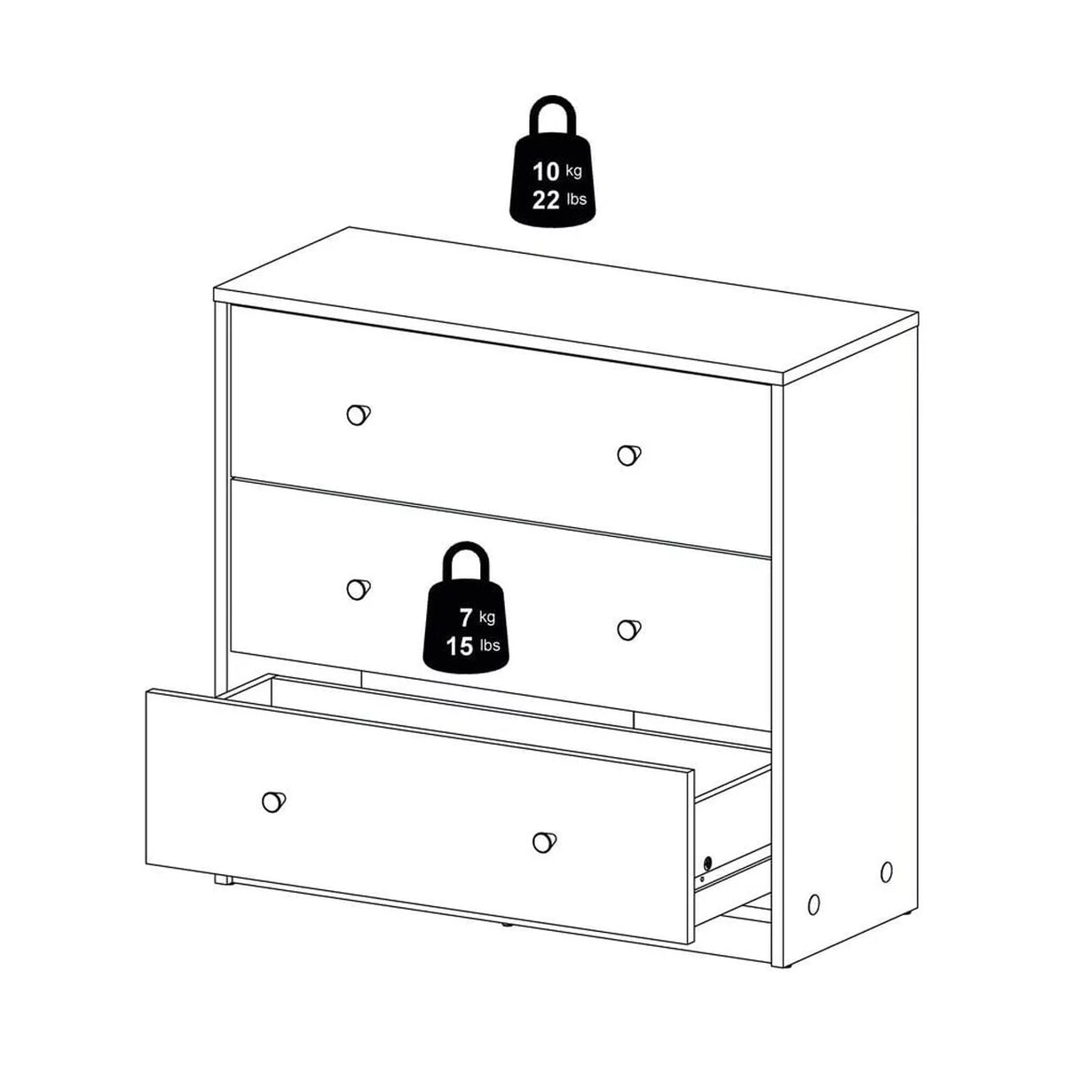 White 3 Drawer Dresser Z314009
