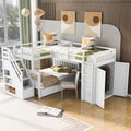 L-Shaped Twin-Twin Over Full Bunk Bed with Stairs and Guardrails X404262