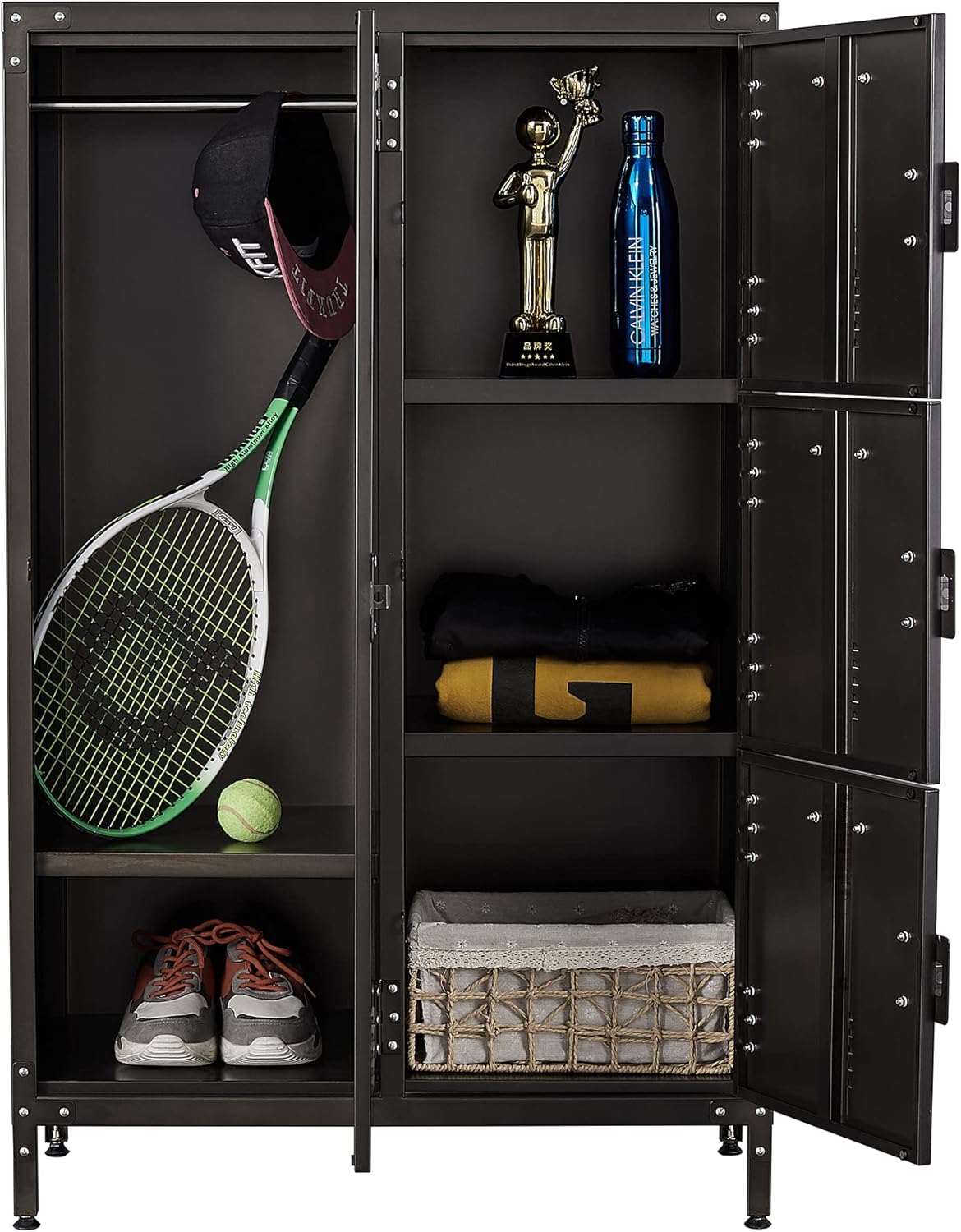 Metal Storage Cabinet with 4 Doors, 55 Height Steel Cabinet with Lockable Doors Q998