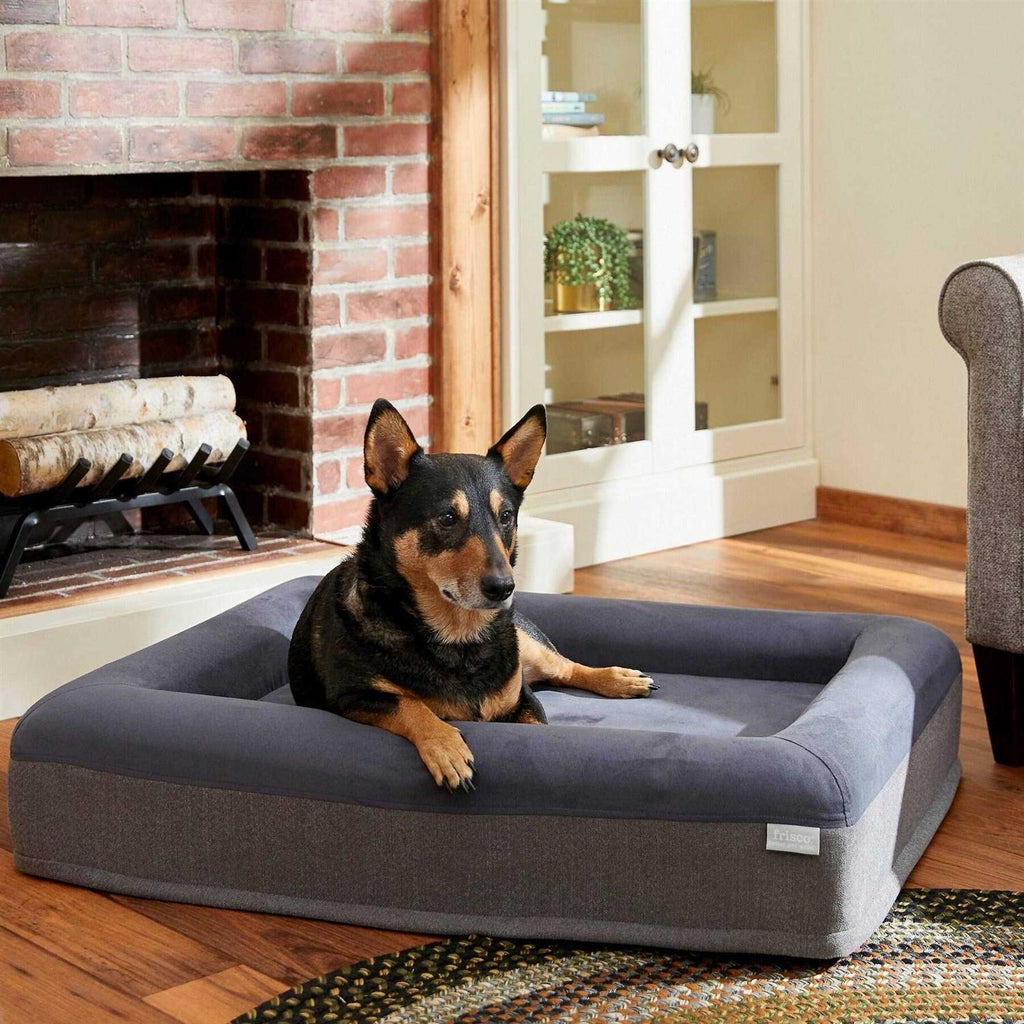 Orthopedic Rectangular Bolster Cat Dog Bed with Removable Cover M735