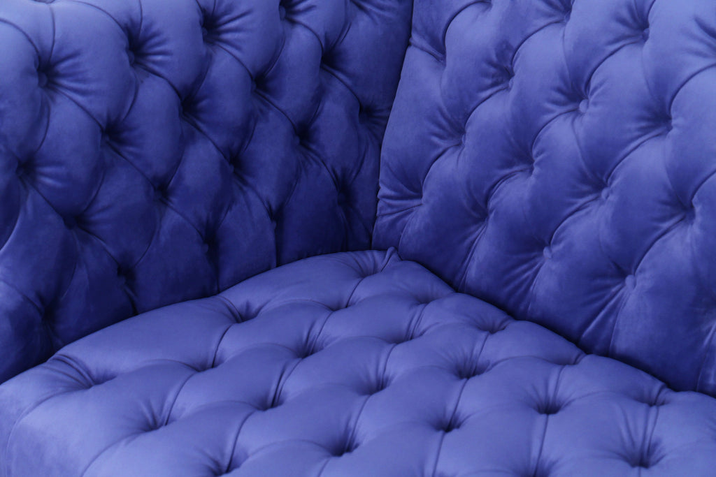 Blue Velvet Tufted Sofa F9016