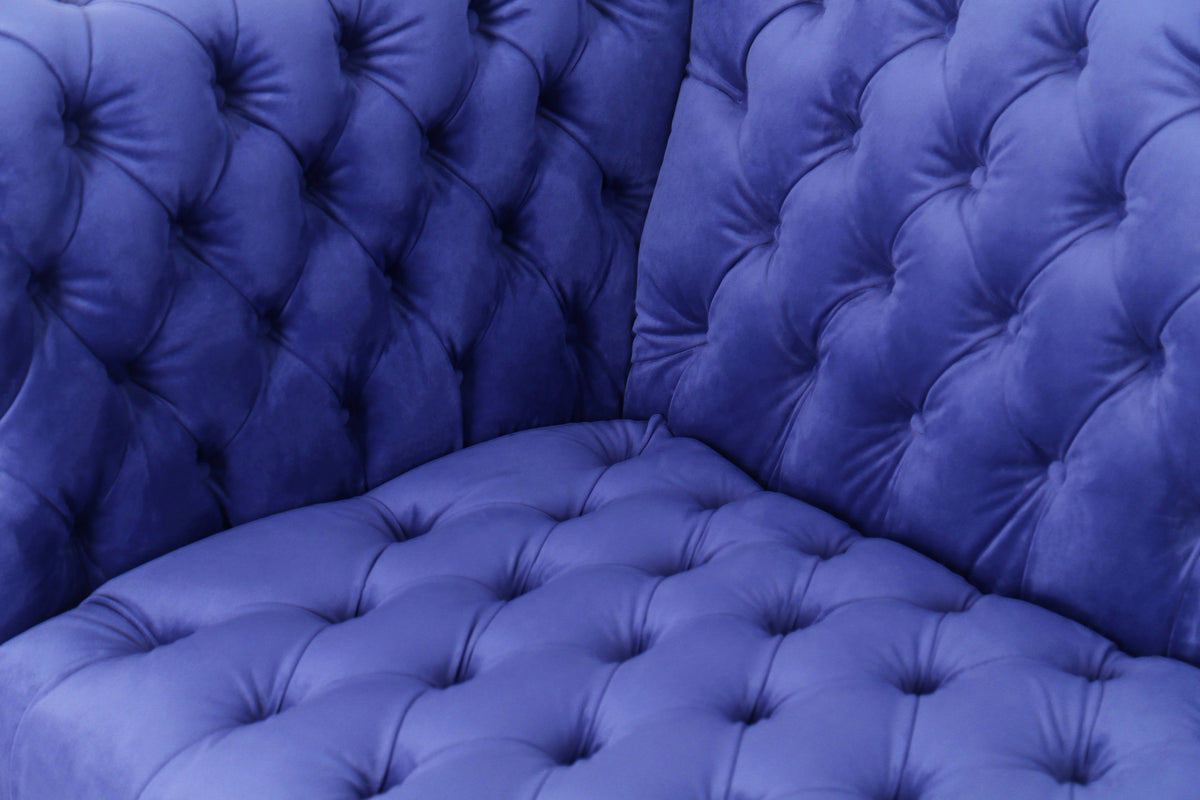 Blue Velvet Tufted Sofa F9016