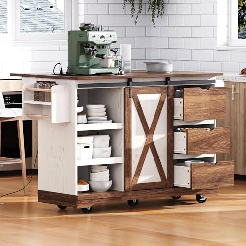 55.5" Black Mobile Kitchen Island with Drop Leaf Q68106