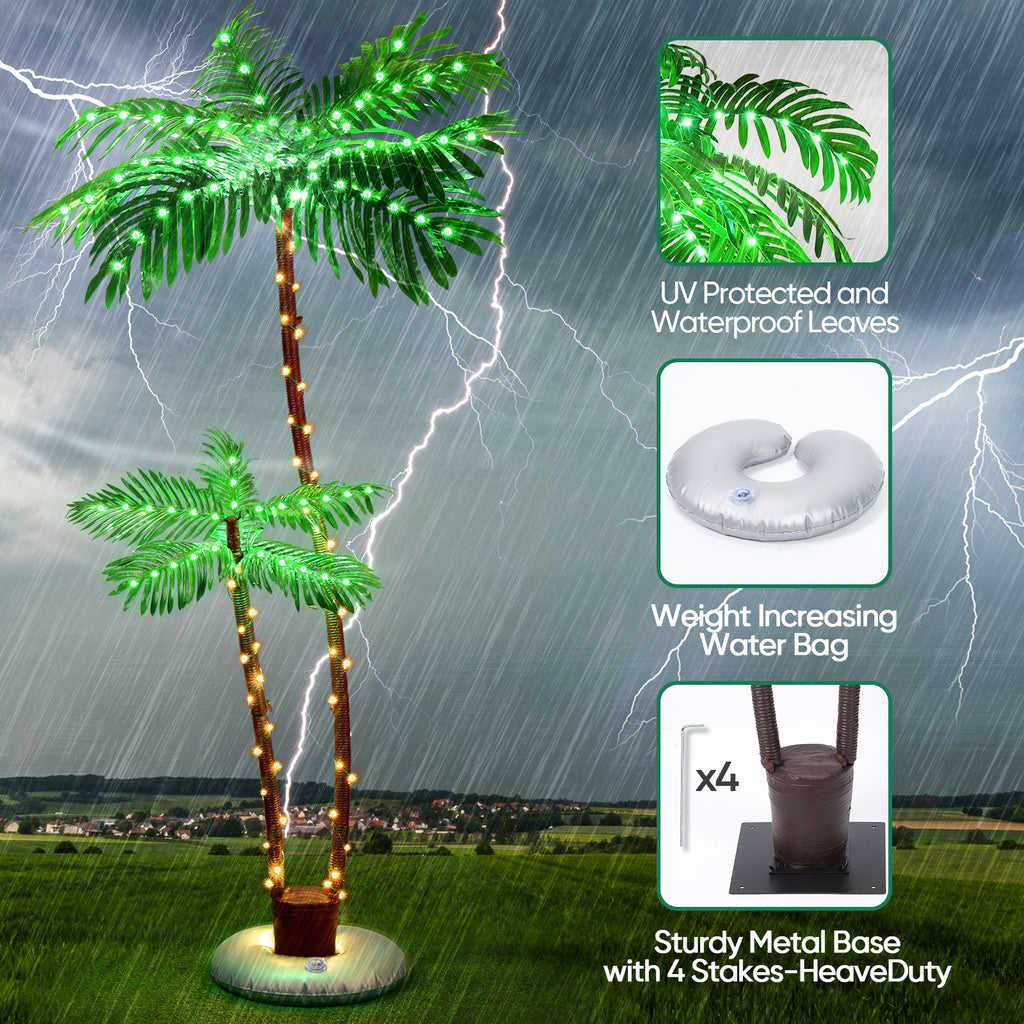 Solar Artificial Palm Tree 6Ft Lighted with 8 Modes R1005