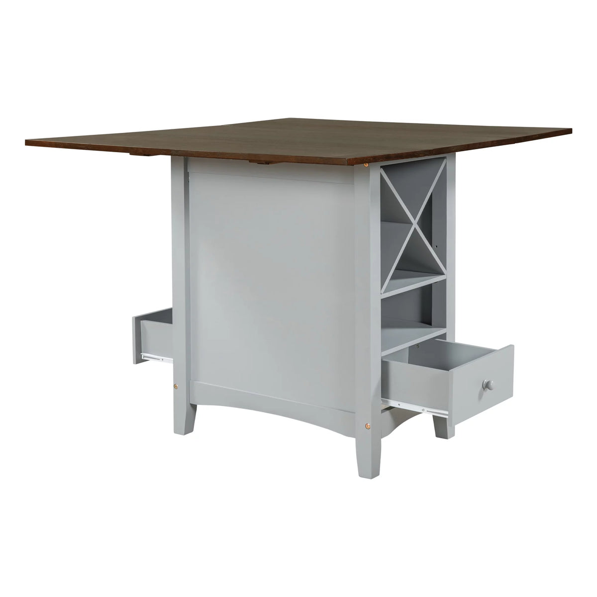 Farmhouse Wood 5-Piece Counter Height Dining Table Set with Drop Leaf V21994