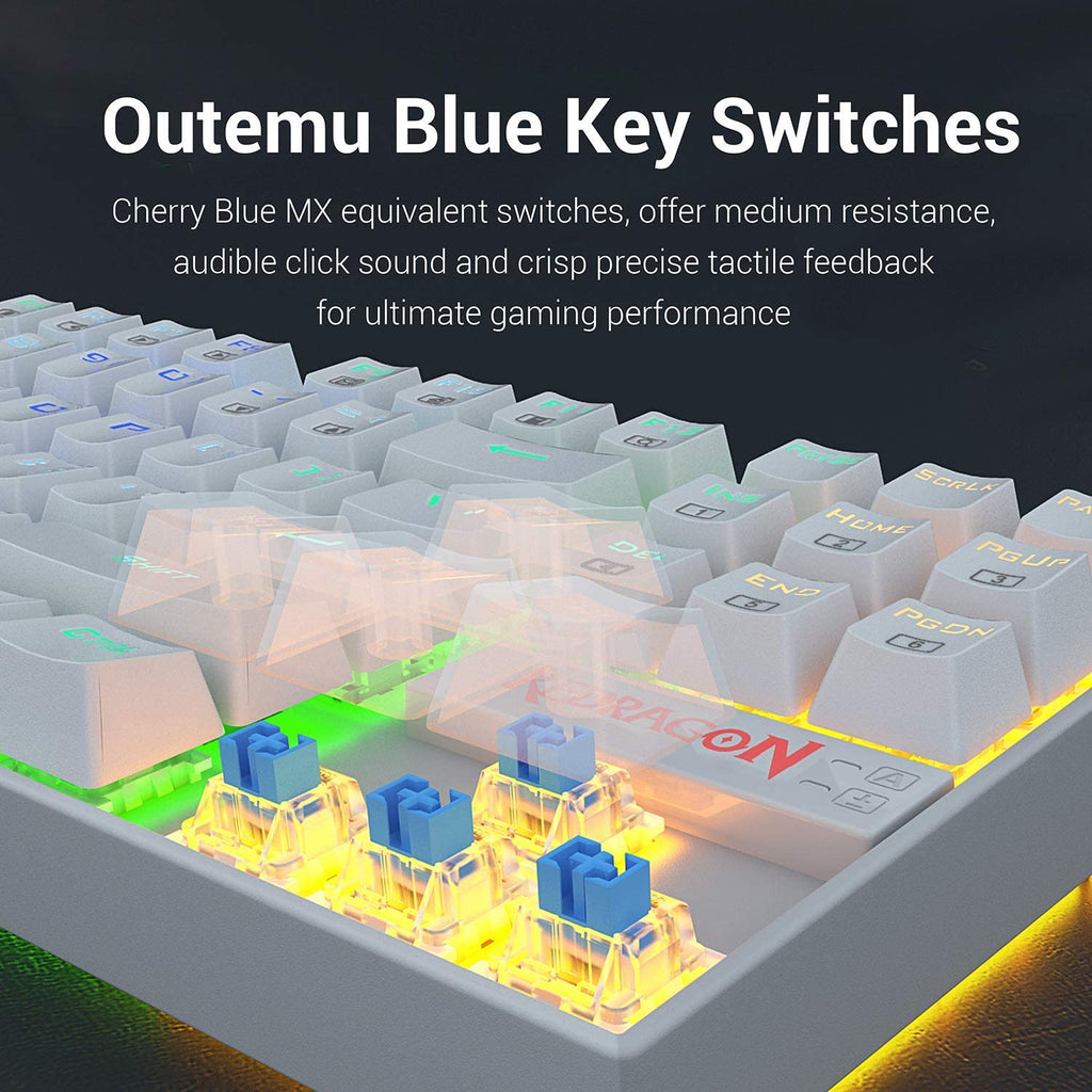 White 87 Key RGB Mechanical Gaming Keyboard H865059