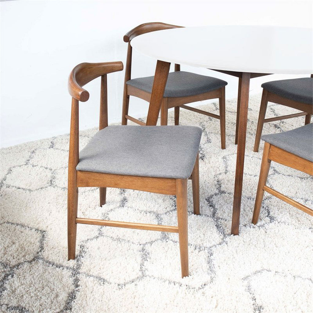 Mid Century Modern Fabric Dining Chair in White/Gray (Set of 5) A33826