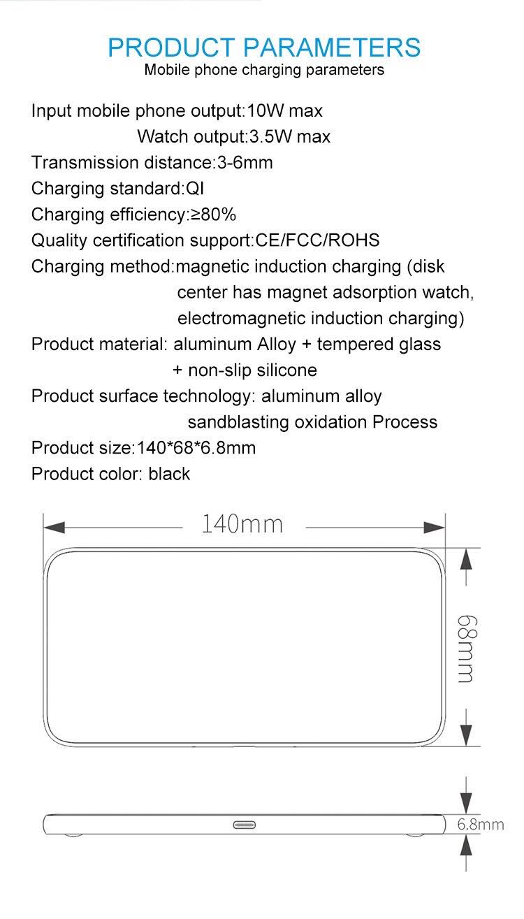3 in 1 Glass Wireless Charge Pad Q468703