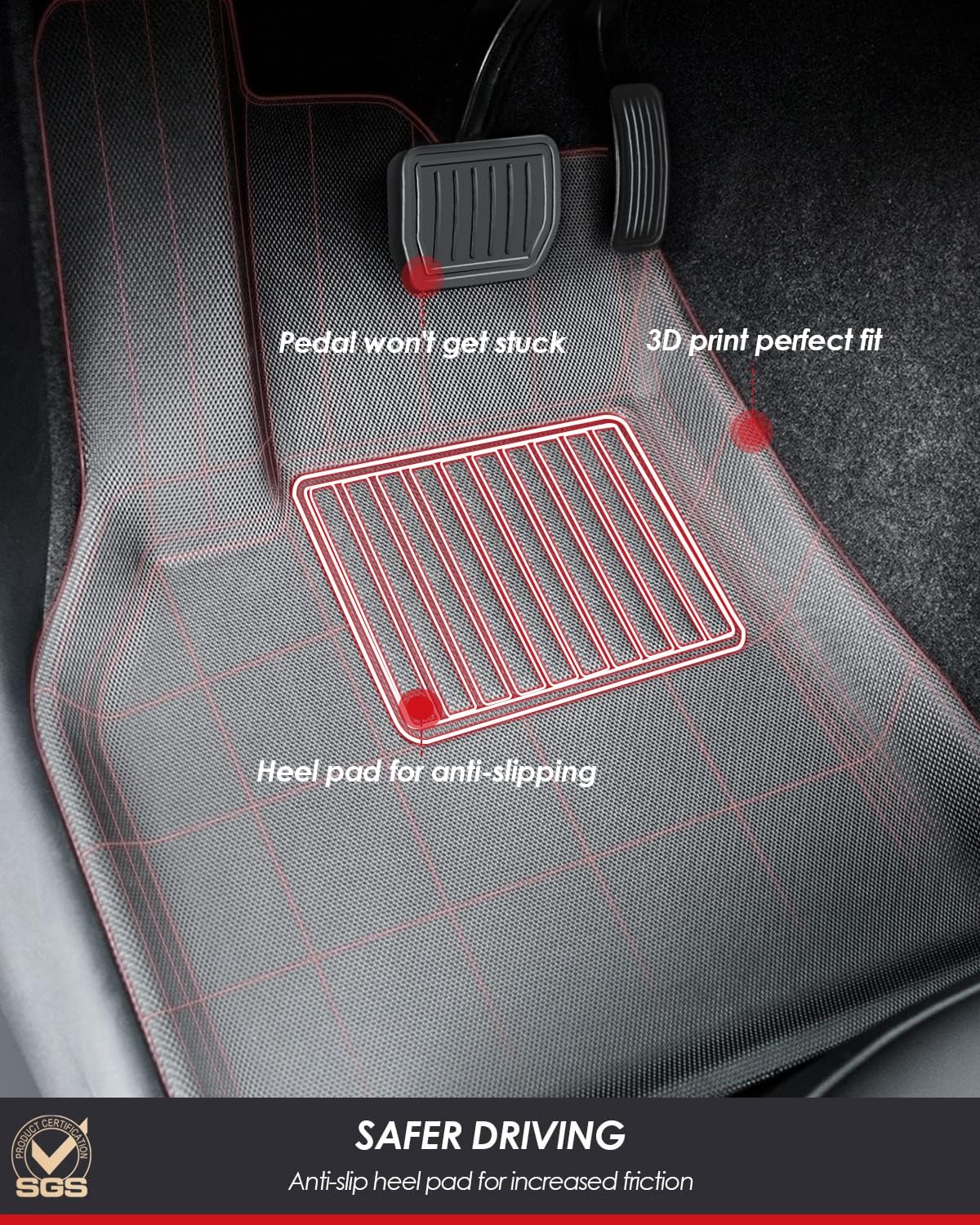All Weather TPE Floor Mats Cargo Liner Trunk Mats 6 Pieces Y62913