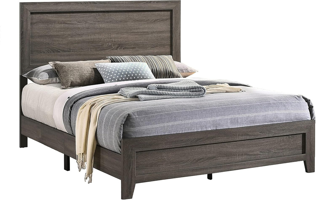 Gray Queen Bed Dresser Mirror 2 Nightstands D520