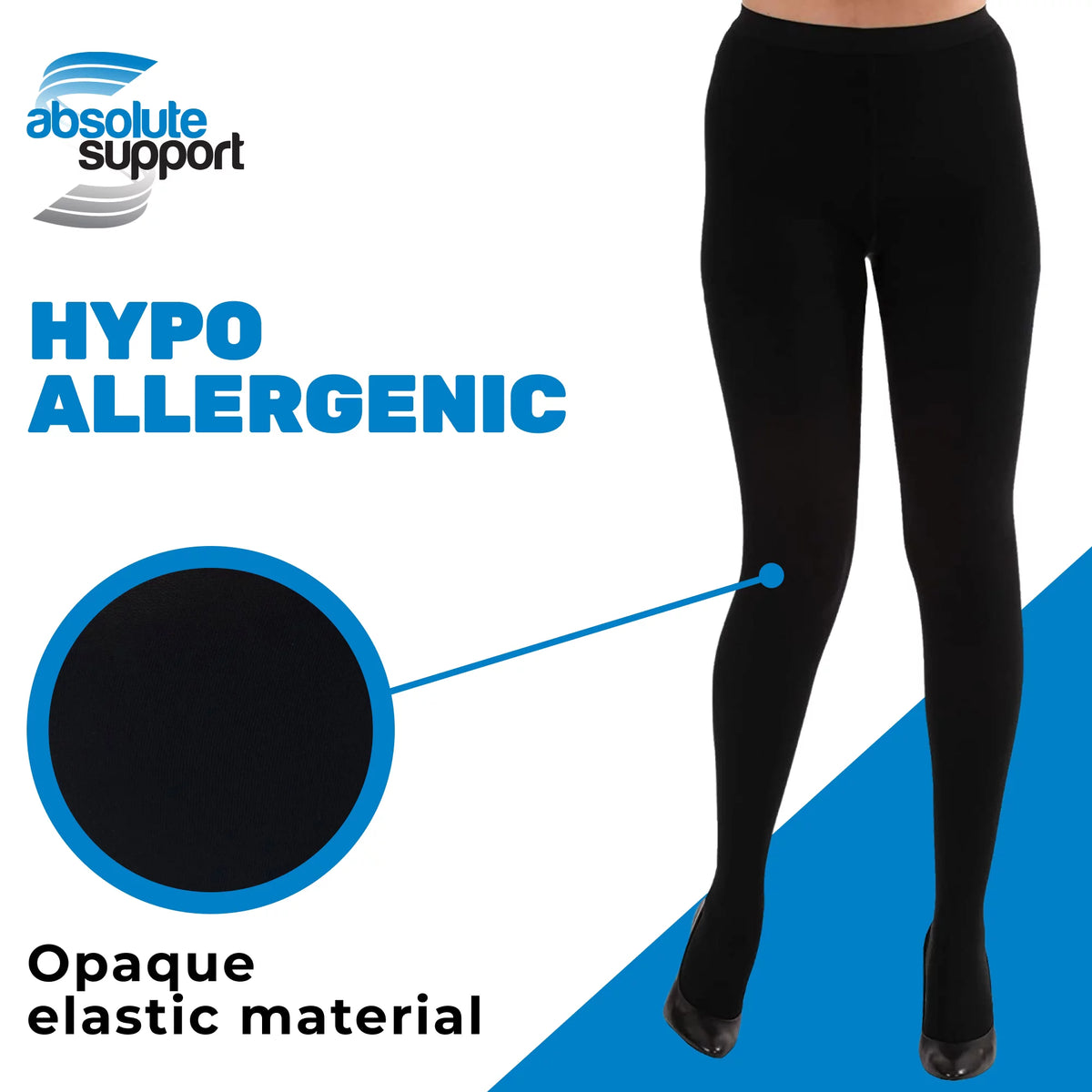 Womens Opaque Compression Pantyhose 20-30mmHg Black Large K479064