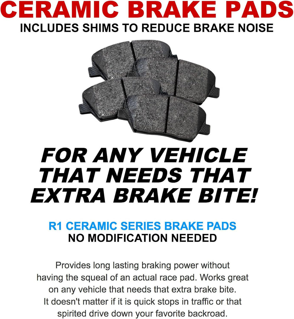 R1 Concepts eLine Replacement Brake Rotors Kit & Semi-Met Brake Pads S86404