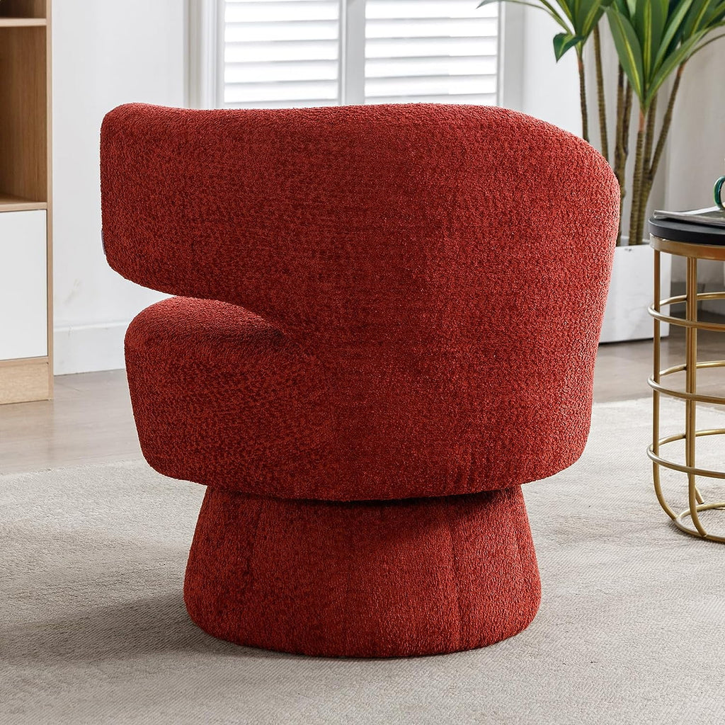 Round Swivel Fuzzy Teddy Barrel Accent Chair K362689