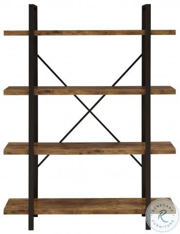 Antique Nutmeg and Black 4-Shelf Bookcase P5647