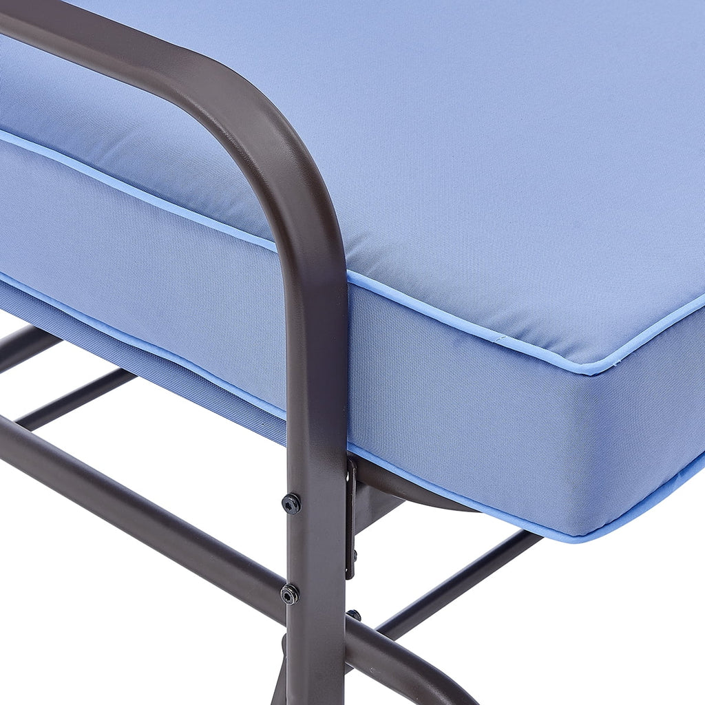2-Person Outdoor Glider Rocking Bench Loveseat with Cushioned Seat, Blue Y63713