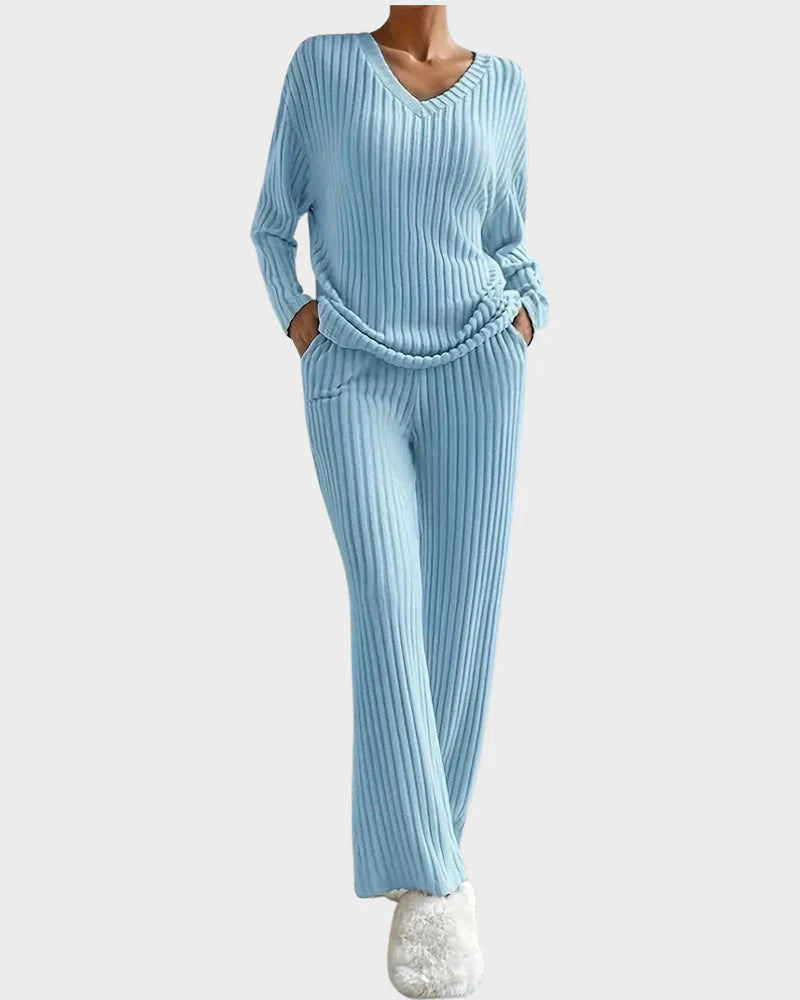 V-Neck Two-Piece Lounge Set H55378