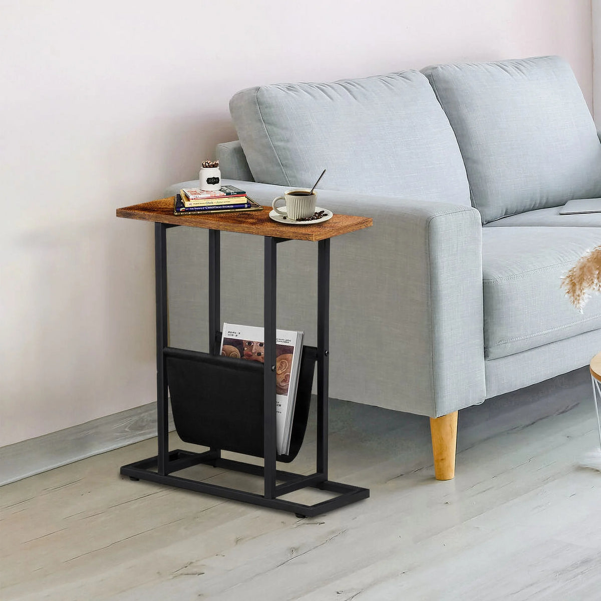 Narrow End Table with Side Pocket P304