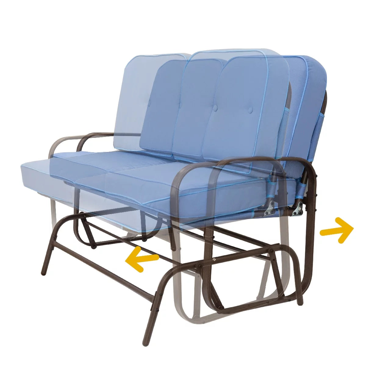 2-Person Outdoor Glider Rocking Bench Loveseat with Cushioned Seat, Blue Y63713