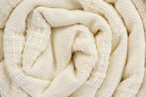 100% Cotton Thermal Blanket (74x100 in, White) V32537