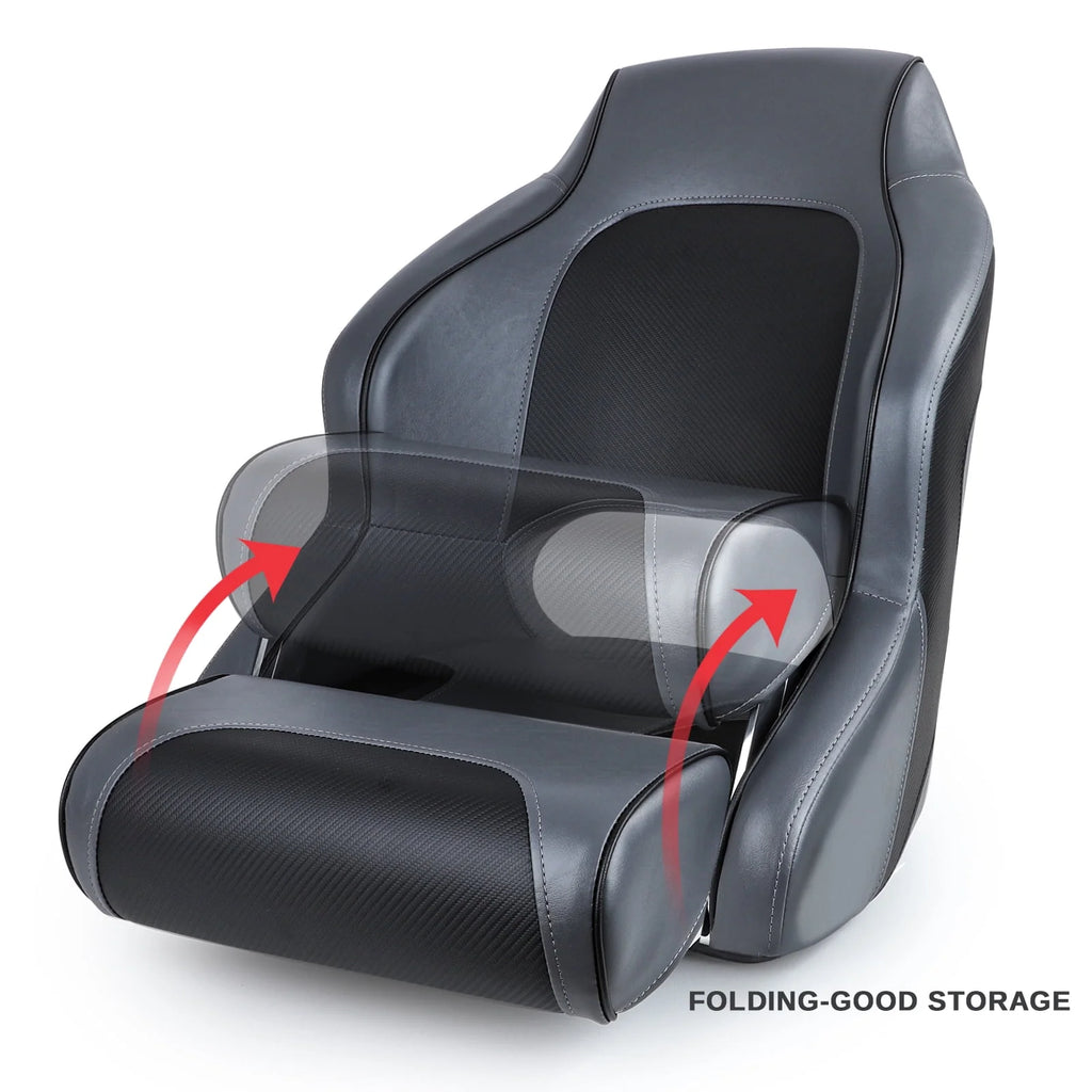 Charcoal Black Flip Up Boat Seat with Cover Q27085