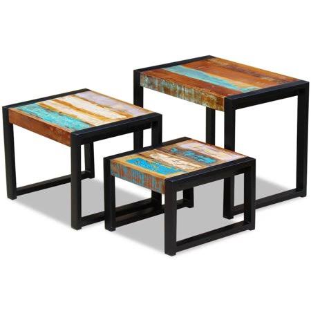 Three Piece Nesting Tables Solid Reclaimed Wood M439