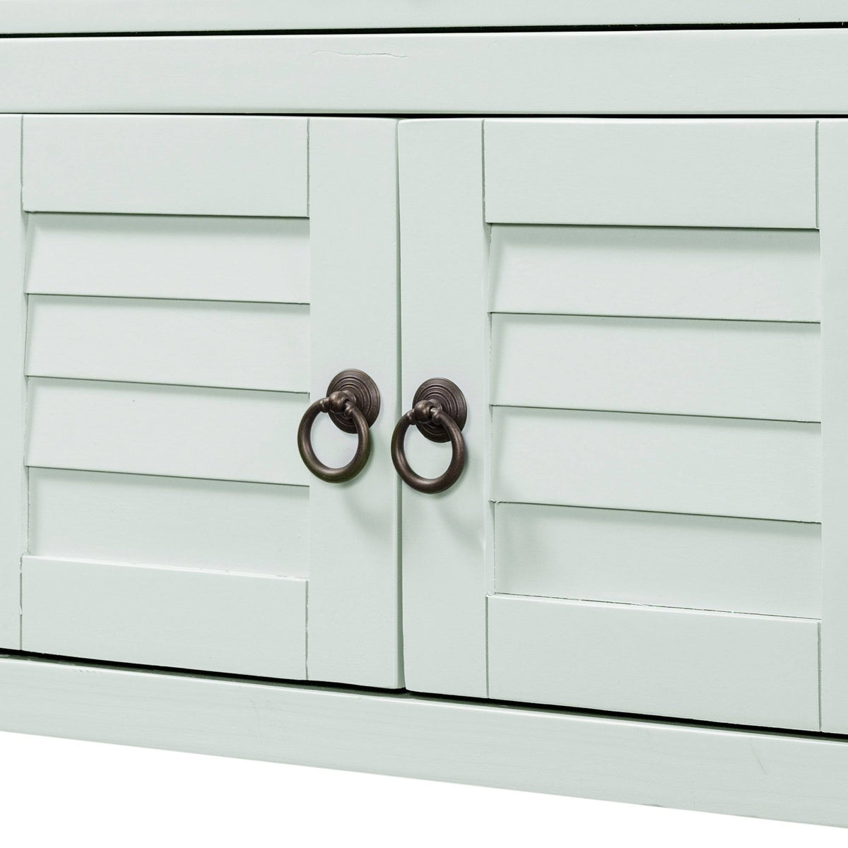 Light Blue Green Pine Console Table with 7 Drawers 1 Cabinet 1 Shelf V3550