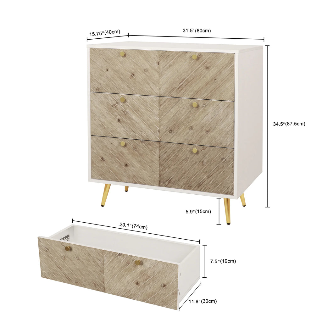 White 3 Drawer Dresser Y623915