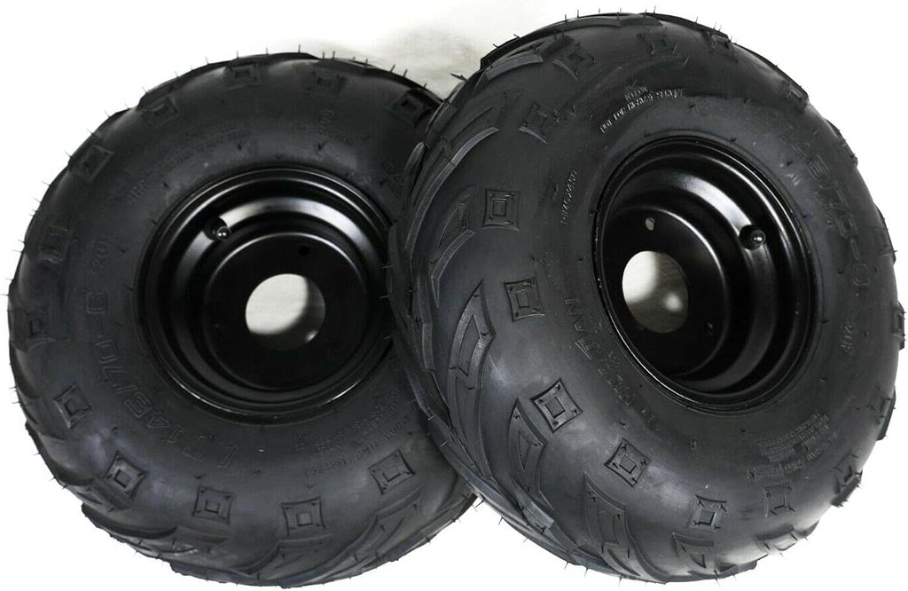 145/70-6 Tire with Rim Wheel for ATV Go Kart UTV Quad, Black Hub Q164811