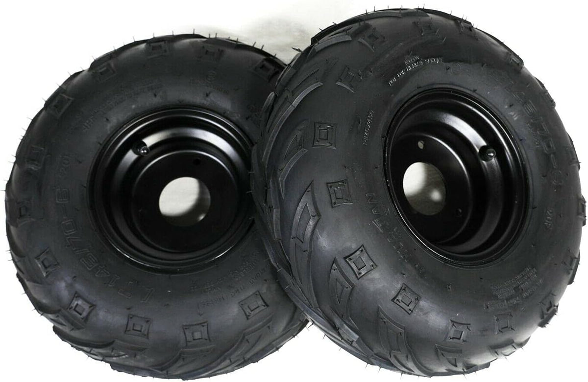 145/70-6 Tire with Rim Wheel for ATV Go Kart UTV Quad, Black Hub Q164811