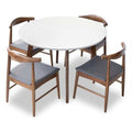 Mid Century Modern Fabric Dining Chair in White/Gray (Set of 5) A33826