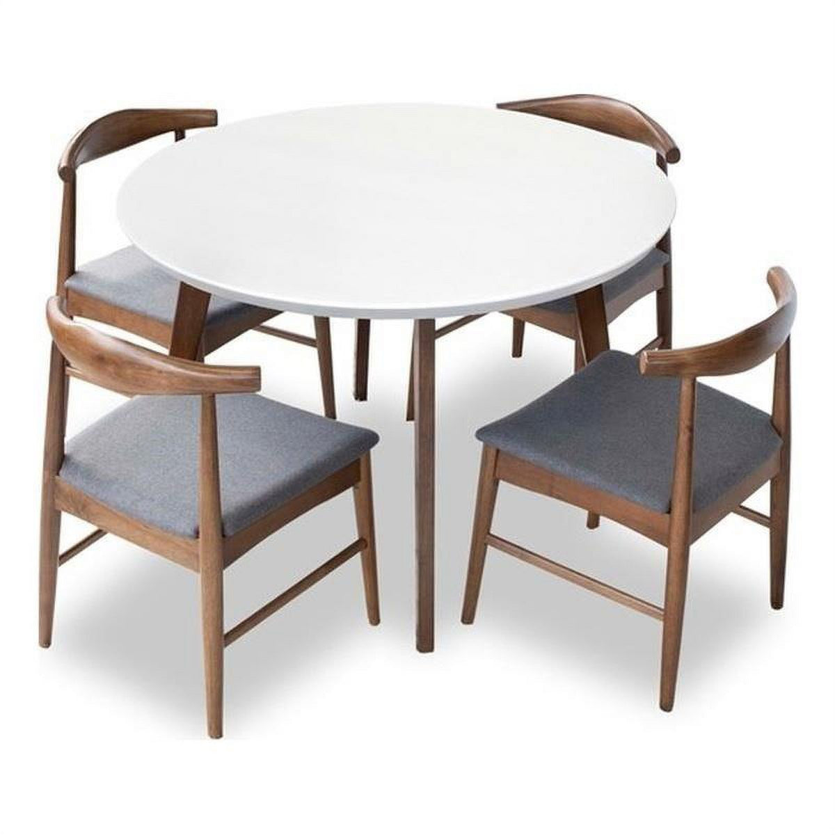 Mid Century Modern Fabric Dining Chair in White/Gray (Set of 5) A33826
