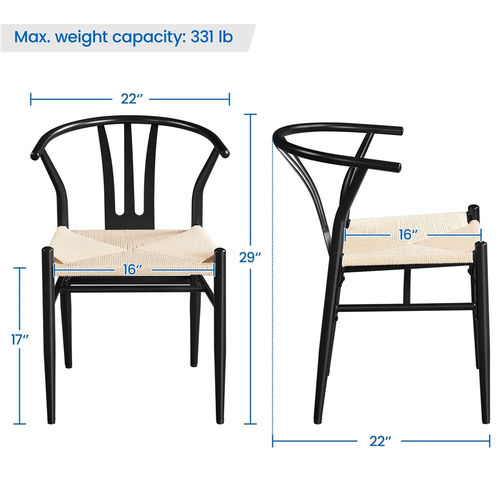 Set of 4 Black Weave Arm Chairs with Metal Frame V754243