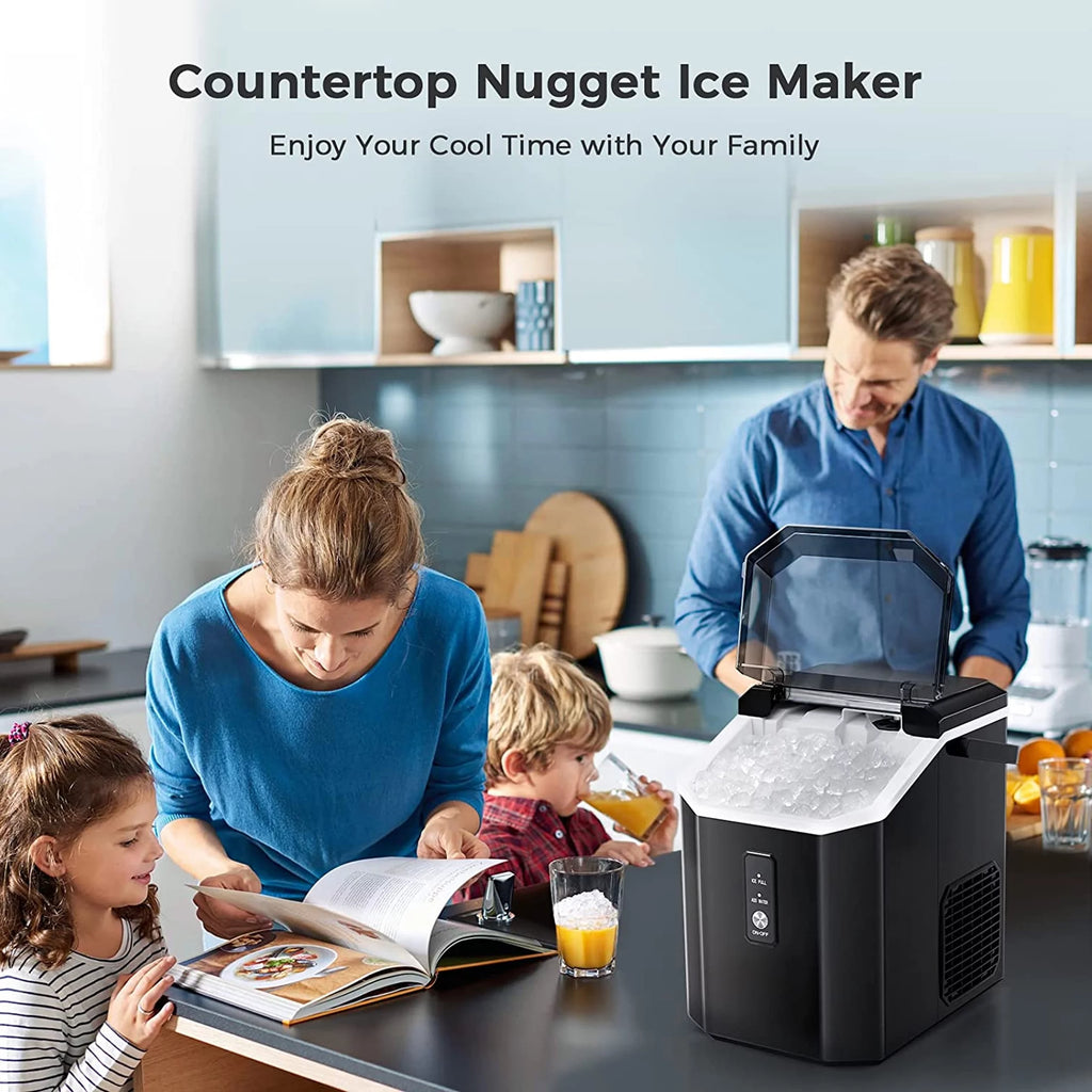 Nugget Ice Maker Countertop with Soft Chewable Pellet Ice, 34lbs/24H, Self-Cleaning, Black M490332