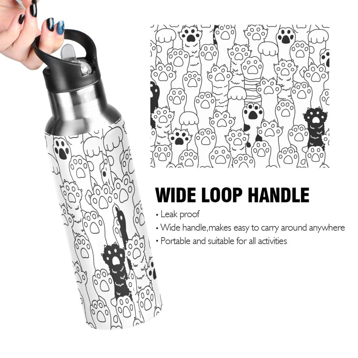 Stainless Steel Insulated Water Bottle with Straw Lid F70618