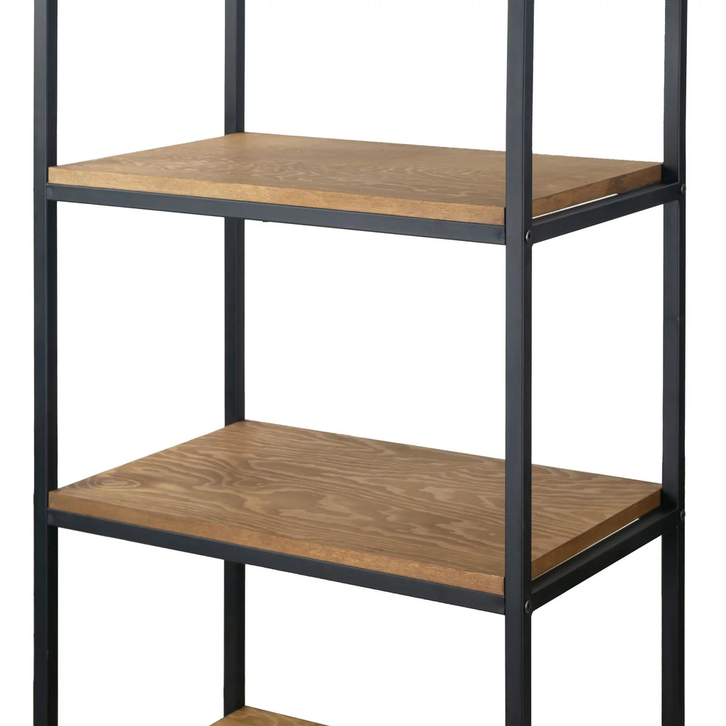 Brown Wood and Metal Bookcase with Drawer Y5799