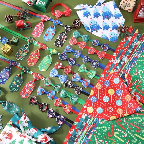 100 Pcs Christmas Dog Bandanas Bulk Collar Set A2937