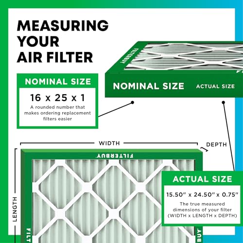 16x25x1 MERV 8 Pleated HVAC Air Filter 4-Pack P16988