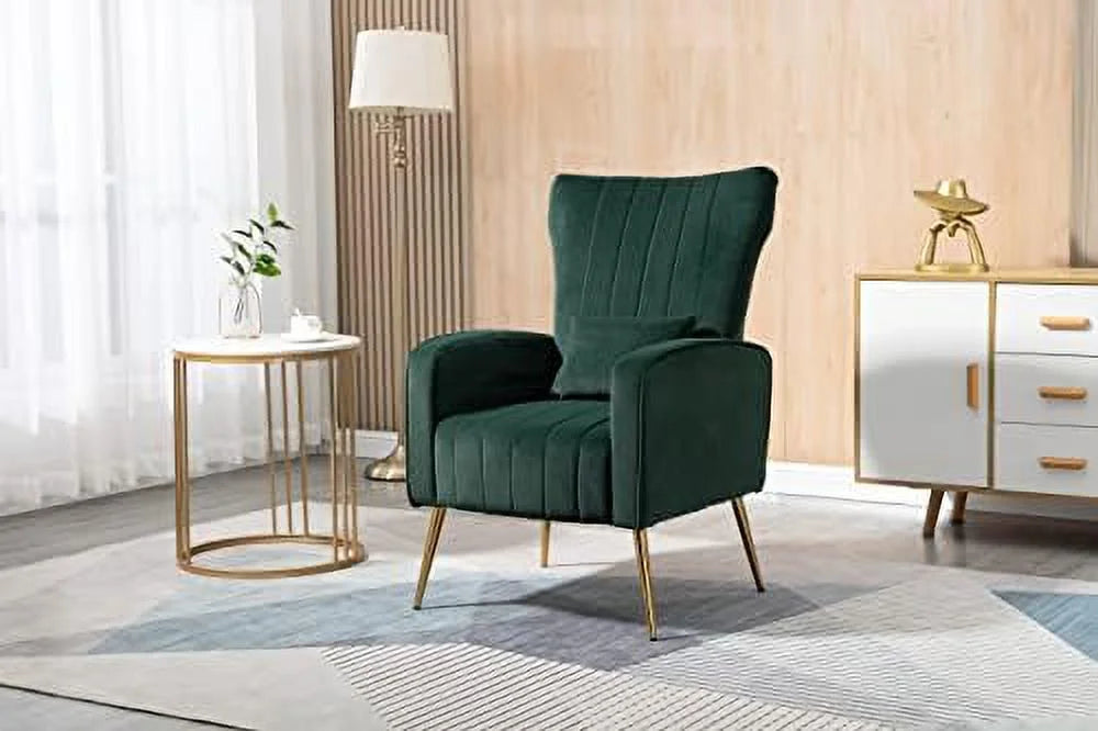 Black Velvet Upholstered Accent Chair with Golden Metal Legs R6370