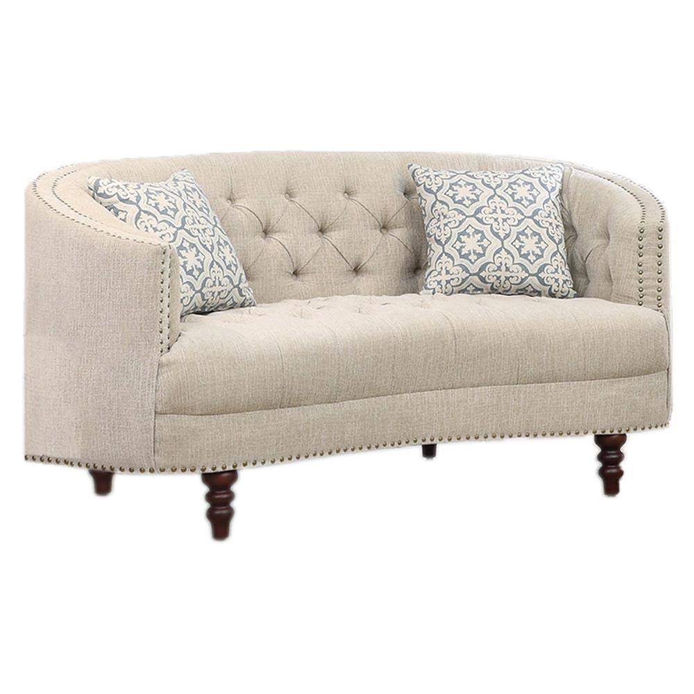 Beige Linen Loveseat I8165