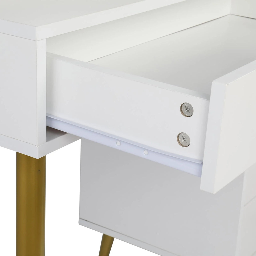 White Vanity Table Set with Lighted Mirror and 4 Drawers T42857