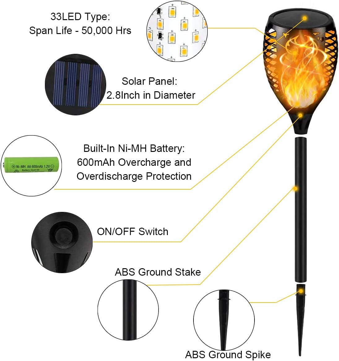 8Pack Solar Torch Lights with Flickering Flame Z395