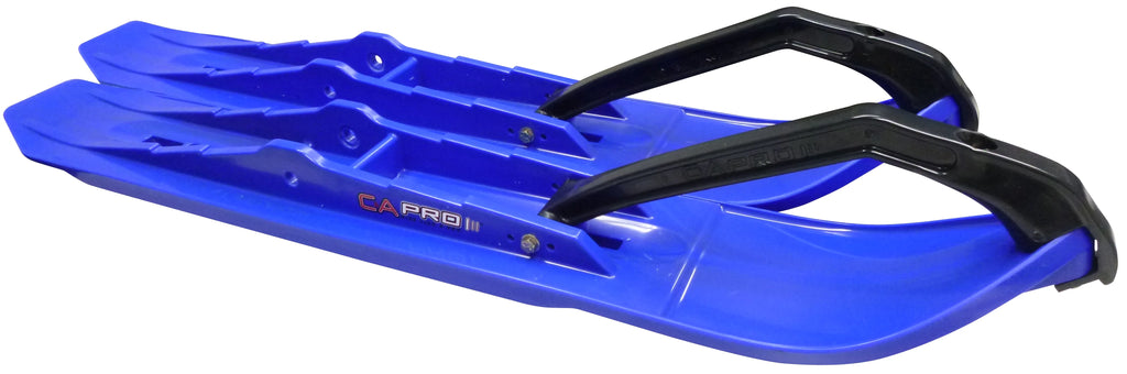 Blue XCS Snowmobile Skis with 10" Round Bars Complete Kit J750