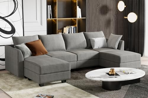 Grey 6-Seater Modular Sectional Sofa with Storage P5460