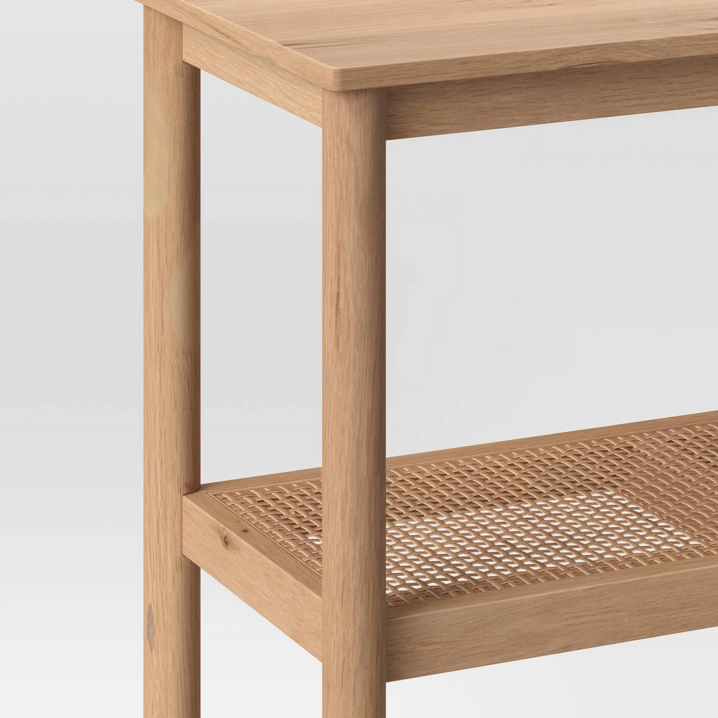 Tall 4-Shelf Wood & Cane Bookcase S77545