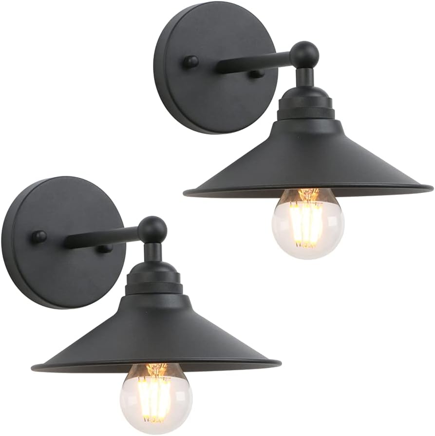 3 Pack Black Metal Wall Fixture Lighting Lamp F16490